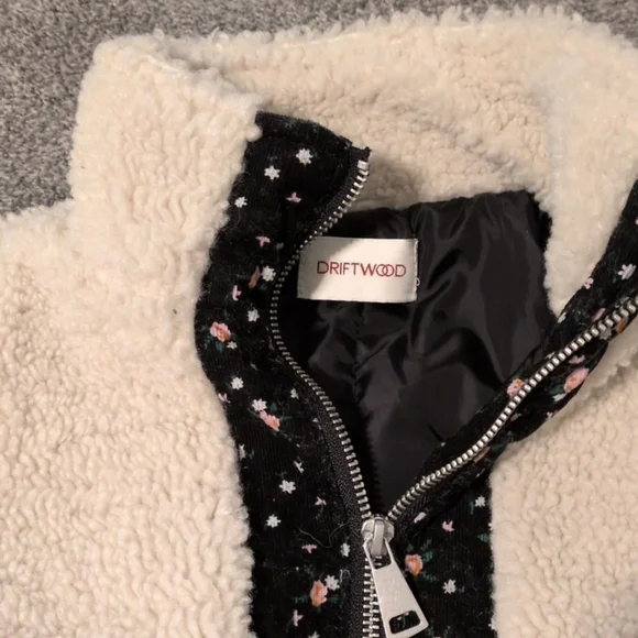 DRIFTWOOD X Free People Black and Cream Teddy Floral Jacket Size Medium - Picture 5 of 7